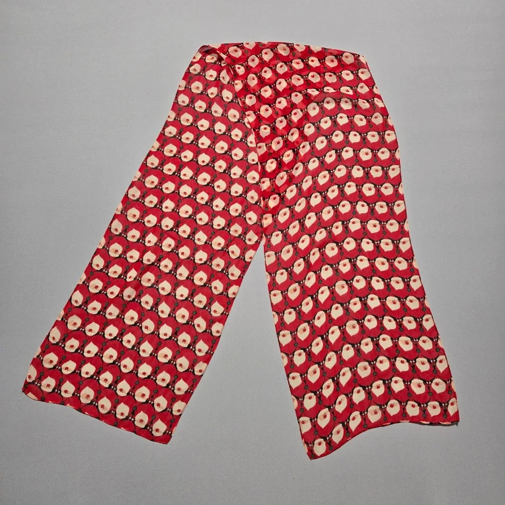 Holiday Santa Claus‎ Face Scarf Red 10x63 Long Christmas Novelty Sheer Polyester